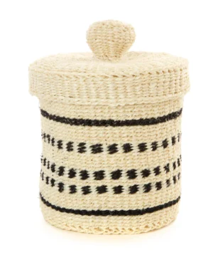 Black & White Sisal Mini Container Basket