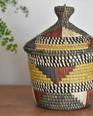 African Storage Basket With Lid