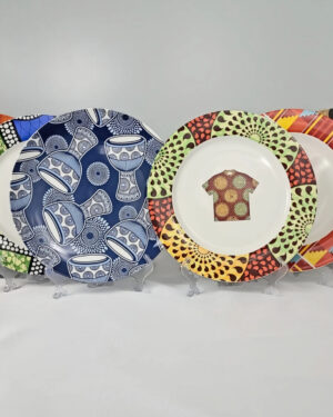 Set of 6 Ankara-style ceramic plates