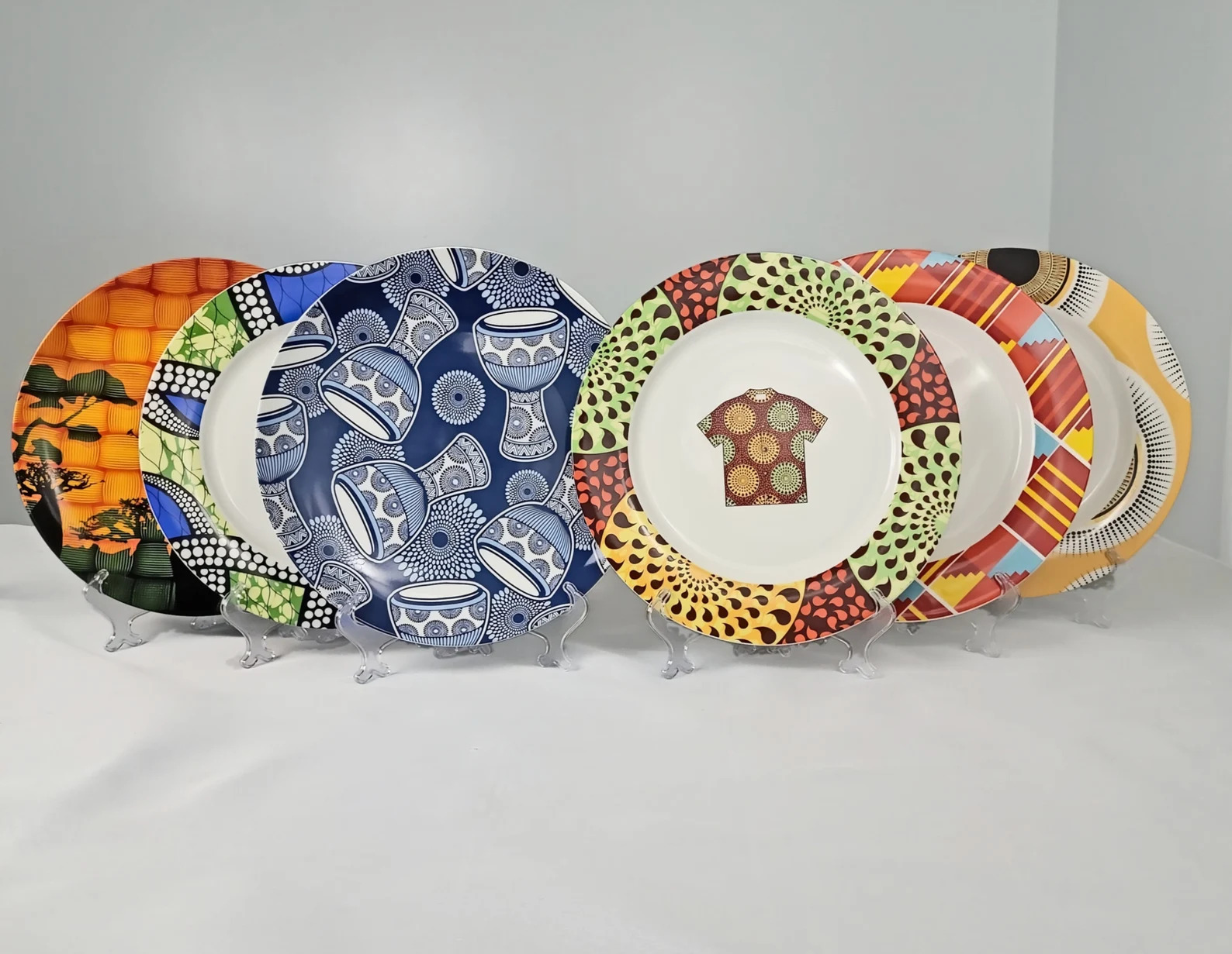 ankara-themed ceramic plates
