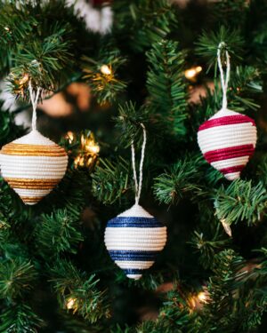 Set Of Handwoven Ornament Droplets