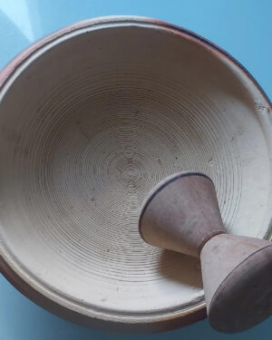 Earthenware Bowl and Grinder