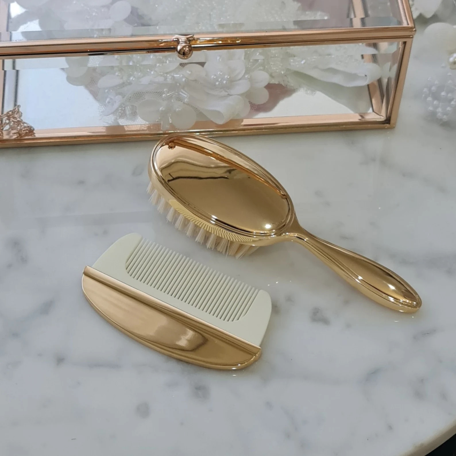 gold plated hair brush