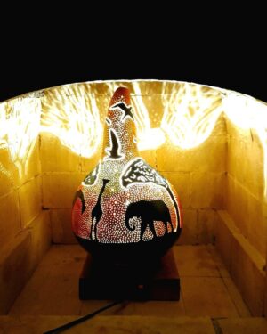 Gourd Lamp With Sunset Silhouette