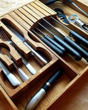 Wooden, Rustic Cutlery Holder