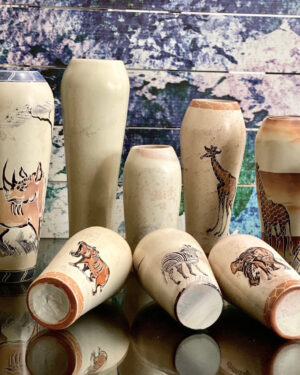 Safari Animal Soapstone Vases