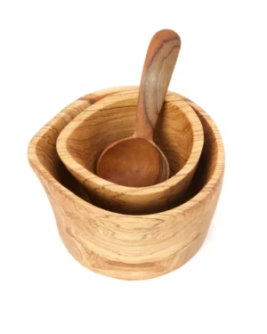 Olive Wood Kizee Cream & Sugar Set