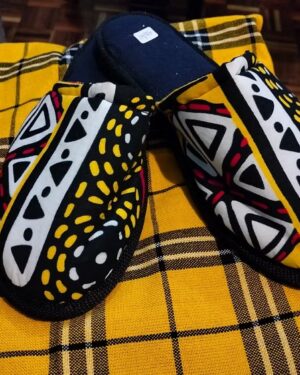 African Print Yellow and White  Ankara Slipons