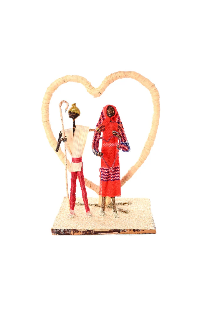 Handcrafted Banana Fiber Mapenzi Sculpture