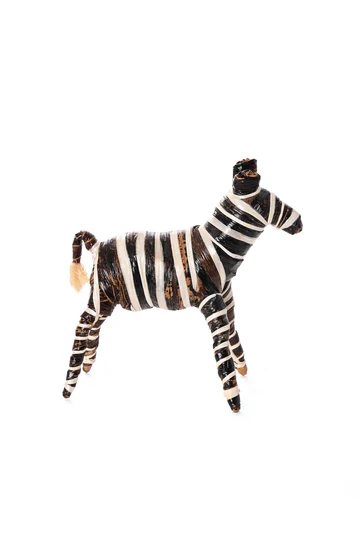 Handcrafted Banana Fiber Zebra Sculpture