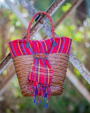 Handcrafted Red Kikoy Sisal Basket