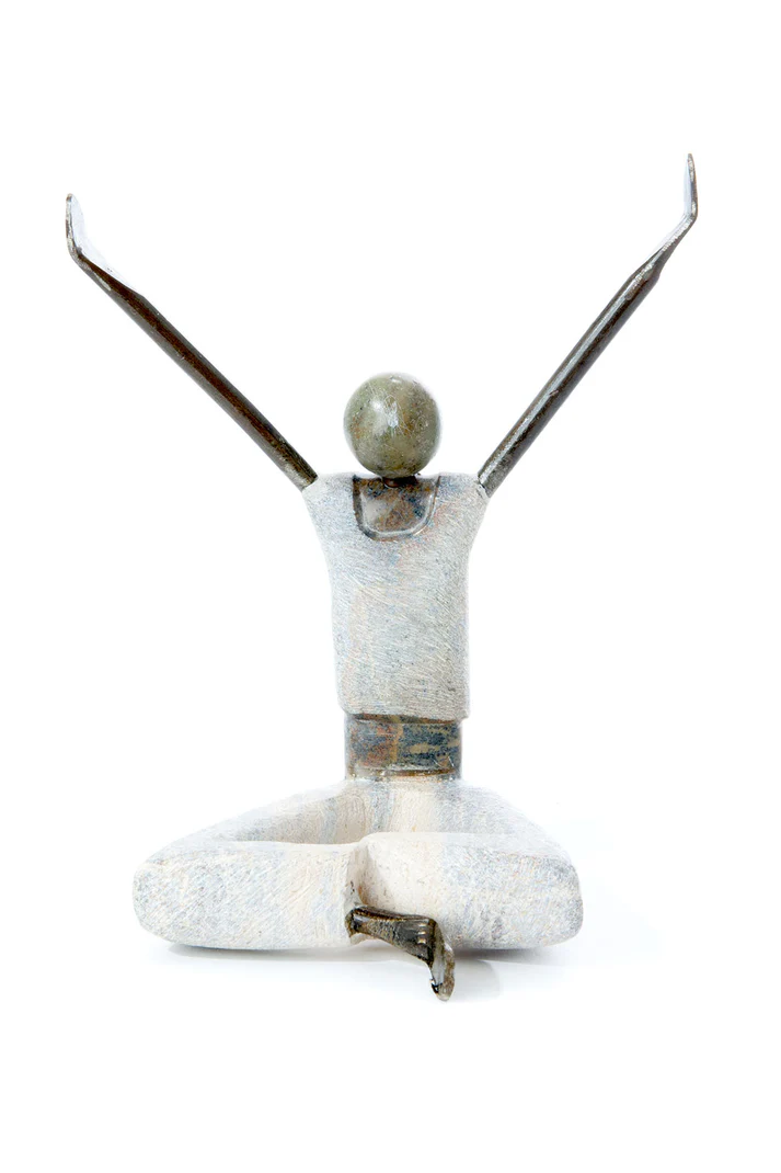 Inua Mikono Yogi Stone & Metal Sculpture