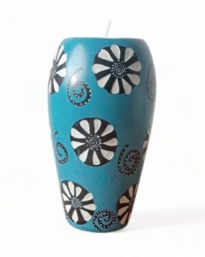 White on Blue Hand Crafted Candle Holder
