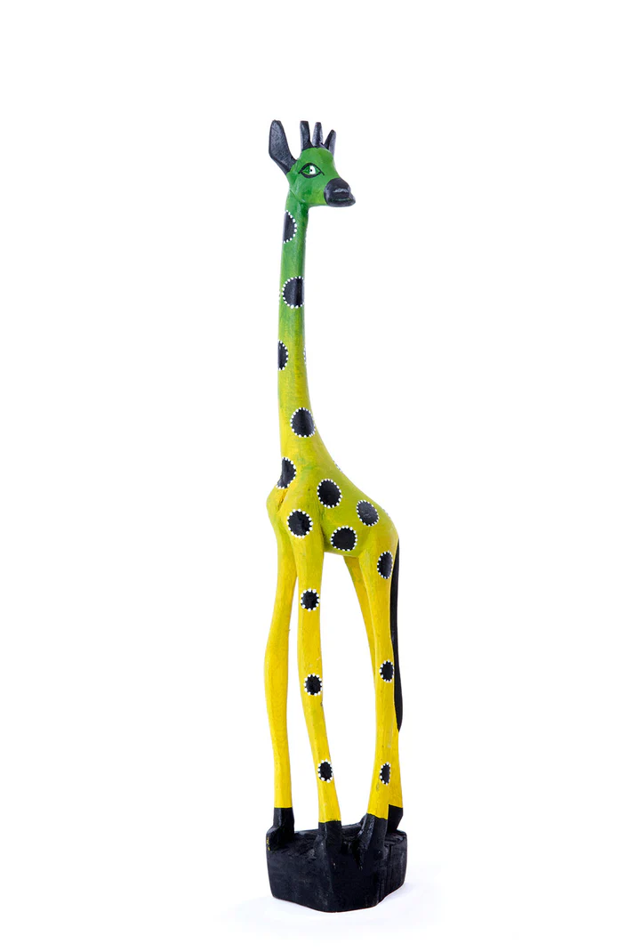 Lemon Lime Twiga Handcrafted Jacaranda Sculpture