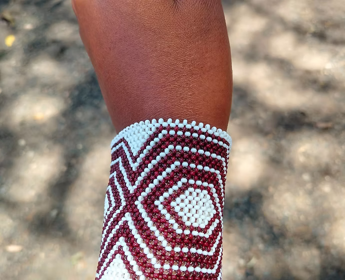 Red and White Maasai Beaded Bracelet1