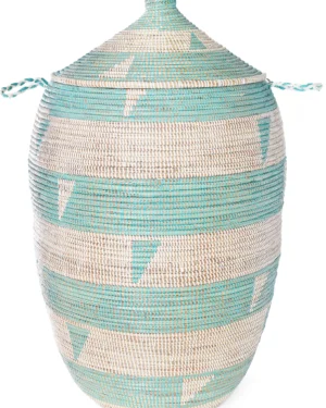 Aqua Accented Stripes XL Hamper