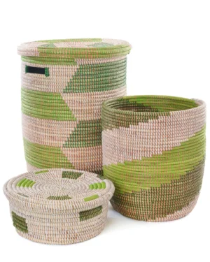 3-Piece Leafy Green Hamper & Baskets