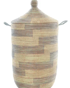 Silver & Khaki Stairstep Hamper Basket