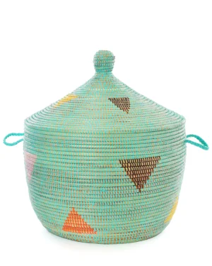 Aqua Teranga Jamii Triangles Short Lidded Basket