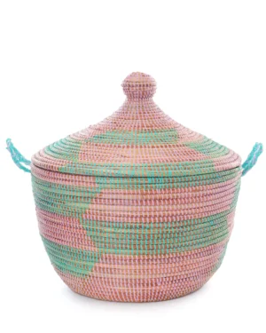 Aqua & Lavender Jamii Short Lidded Basket