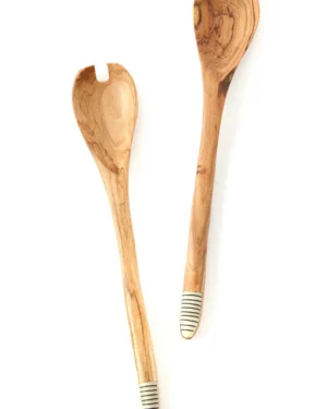 Pengo Salad Servers with Etched Bone Tips