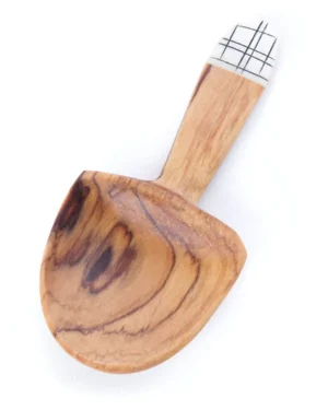Etched Bone Handle Olive Wood Scoop