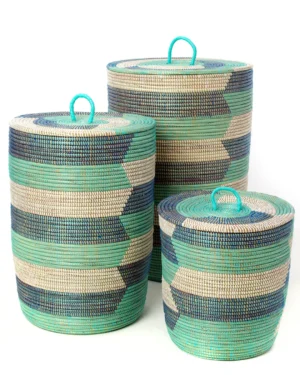 3-Piece Blue Sahara Hamper Baskets