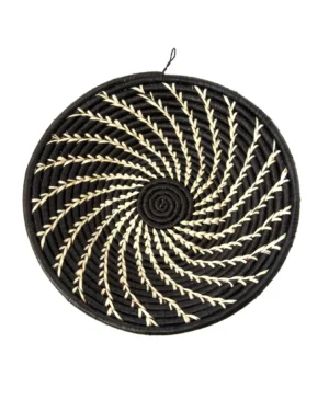 Kiota Charcoal Coiled Sata Baskets with Cream Swirls
